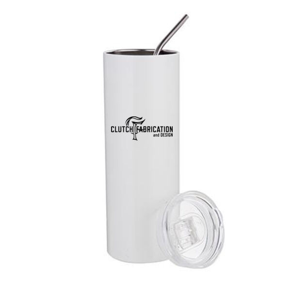 20 Oz Stainless Steel Tumbler with Straw & Lid - Sublimated Logo Thumbnail
